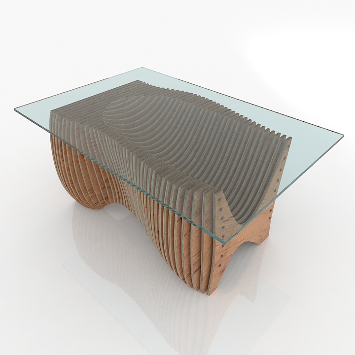 Plywood Furniture Coffee Table 3D Model Preview #74d5aa20