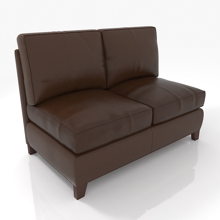 Pottery Barn - Cameron Leather Armless Love Seat Sofa 3D Model Preview #ad4cd87f