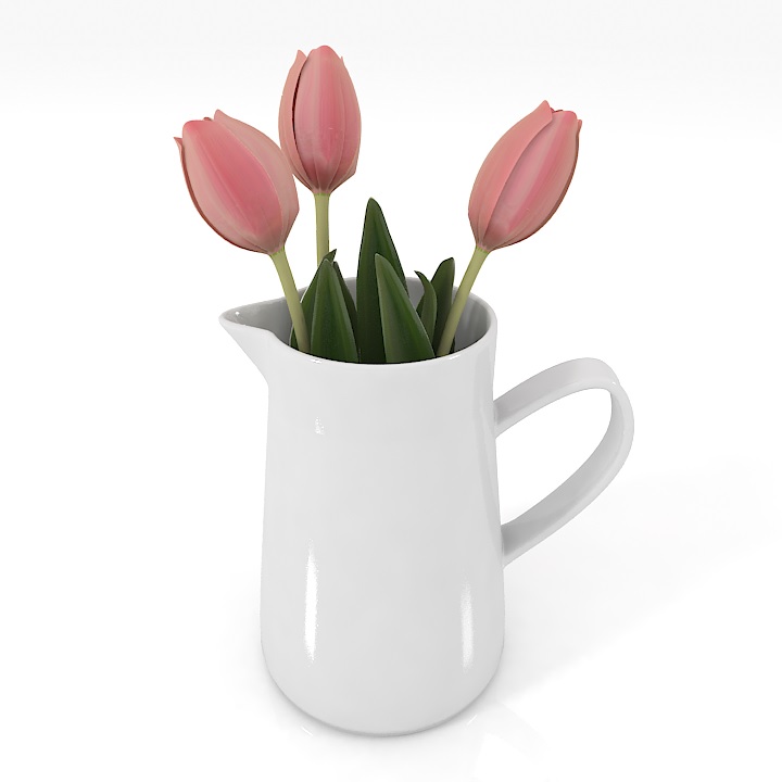 Tulip Vase Flower 3D Model Preview #905cb20b