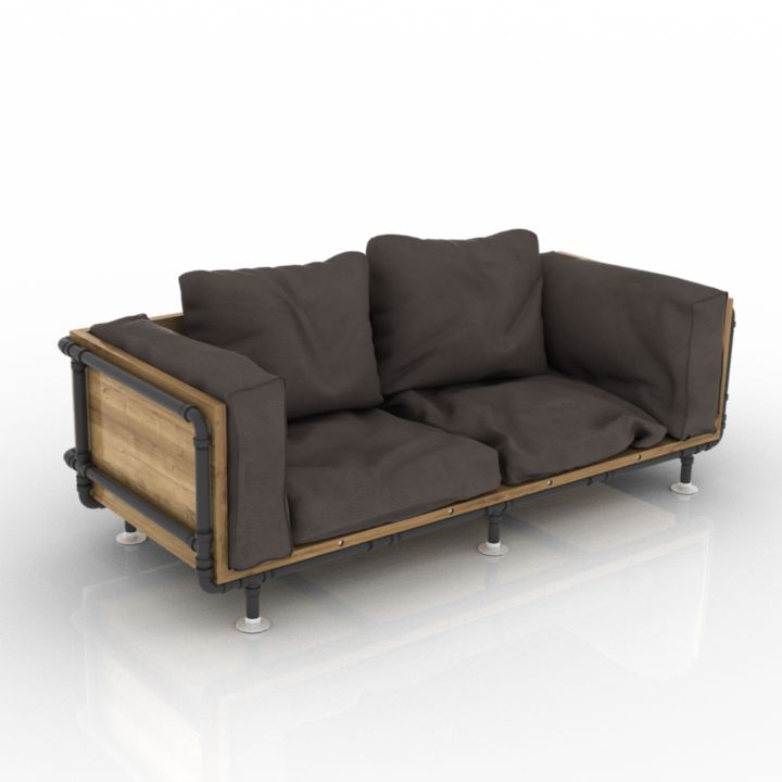 vintage pipe sofa 3D Model Preview #390c8564
