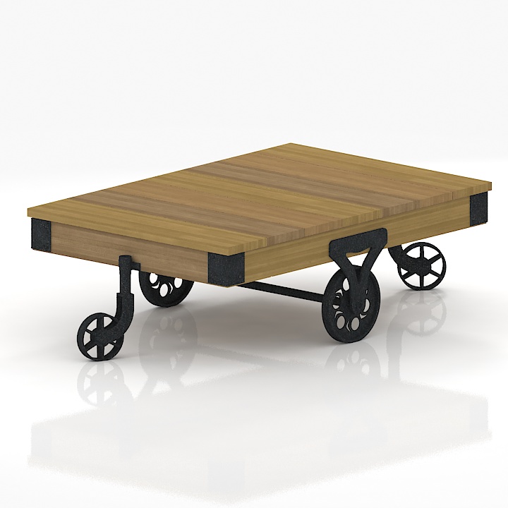 wood table metal cart 3D Model Preview #3b2a0f3c