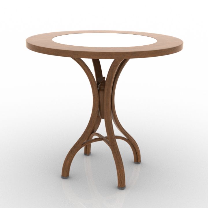 Wood Round Table 3D Model Preview #a21d94b2