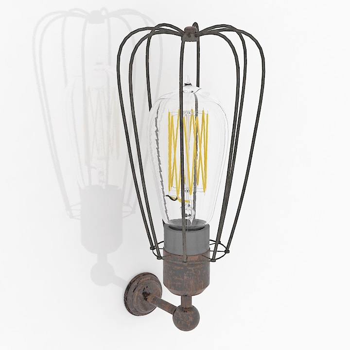 Wall lamp rusty style sconce 3D Model Preview #41970bba