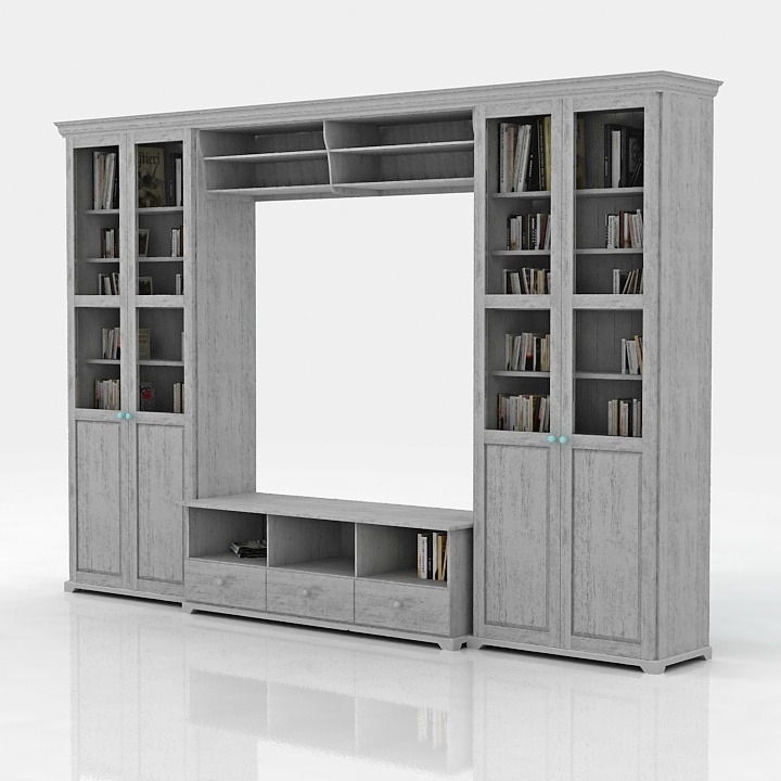 tv stand bookcase 3D Model Preview #d05a36f4