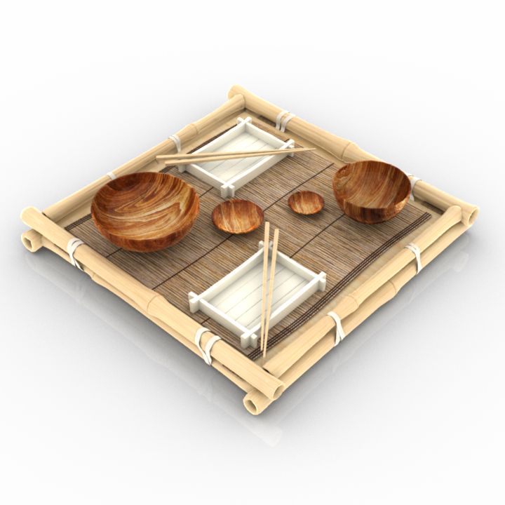 china japan setting tray cafe tableware 3D Model Preview #01e3e681
