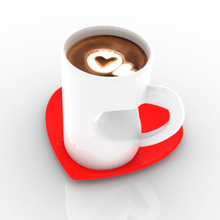 heart cup coffee 2 3D Model Preview #4e8165c4