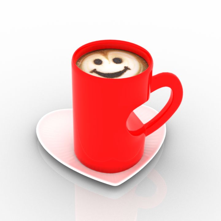Heart Cup Coffee 3D Model Preview #d71cc841