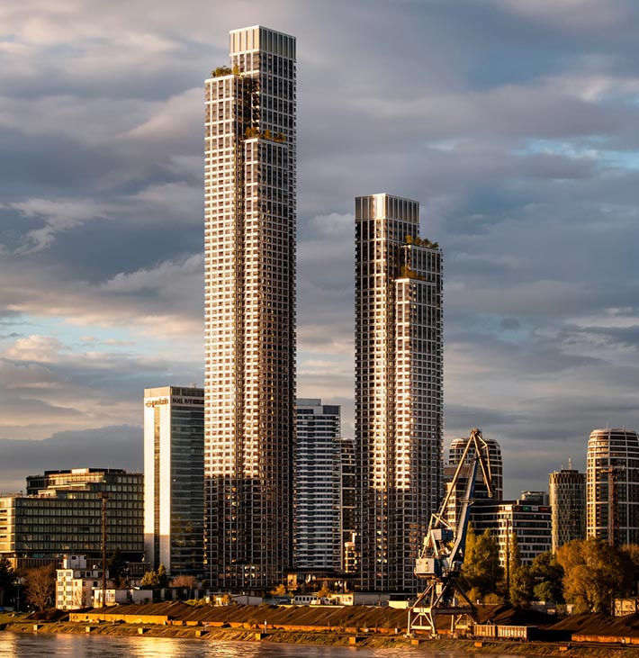 Two skyscrapers by KCAP, Bratislava, Slovakia